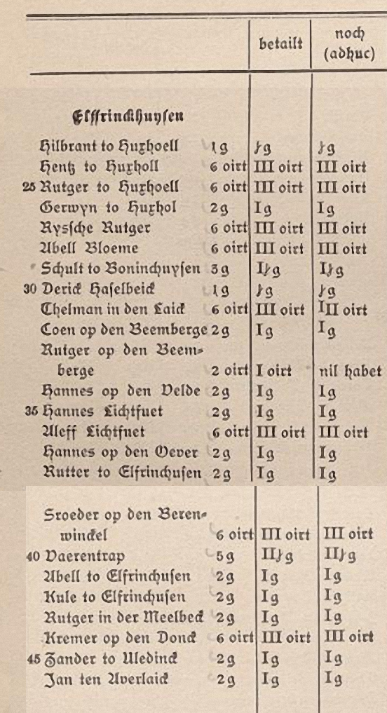 Auszug Schatzbuch Mark Elfringhausen